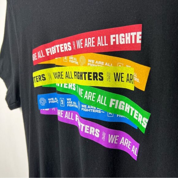 UFC Women Size Large MMA T-Shirt Black We Are All Fighters LGBTQ Pride Equality - Picture 3 of 7